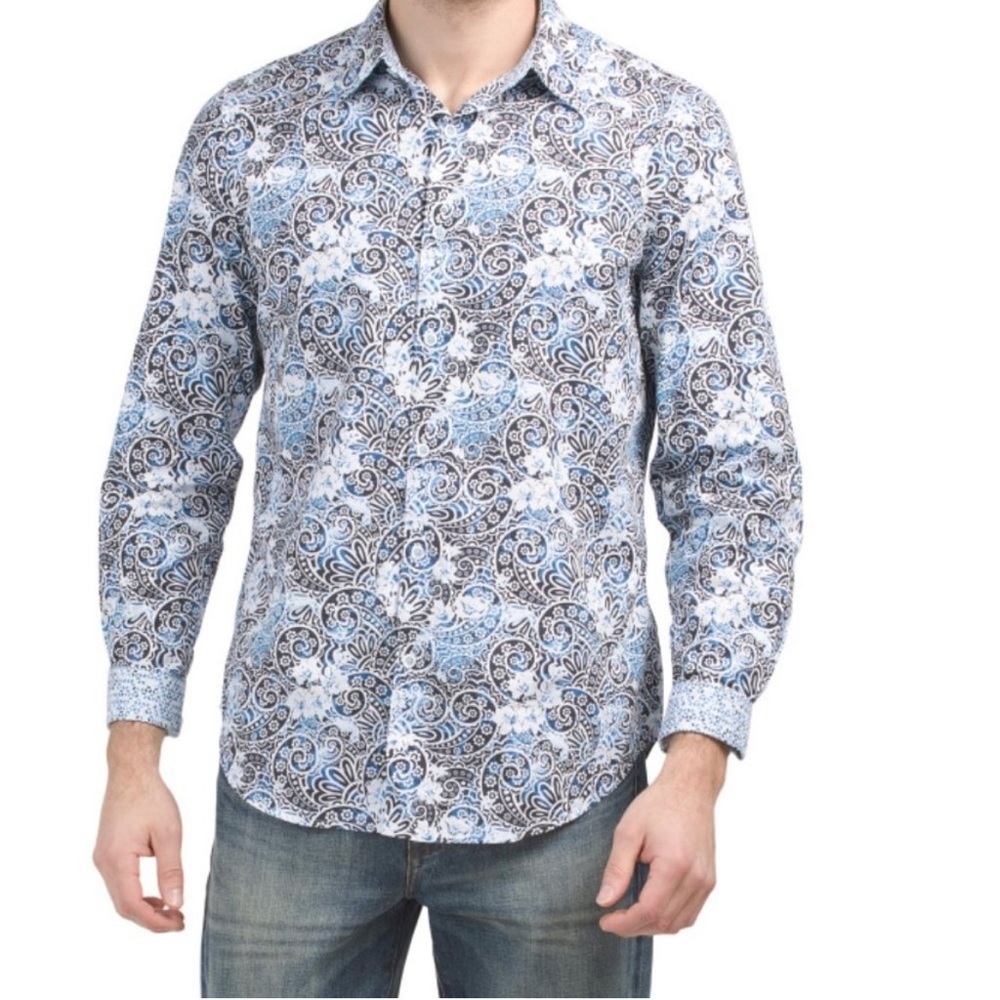 NWT New $198 Robert Graham Tower Paisley Floral Print Shirt Size L